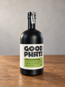 GOOD PHATS Italian Extra Virgin Olive Oil 500 ml bottle on a wooden table